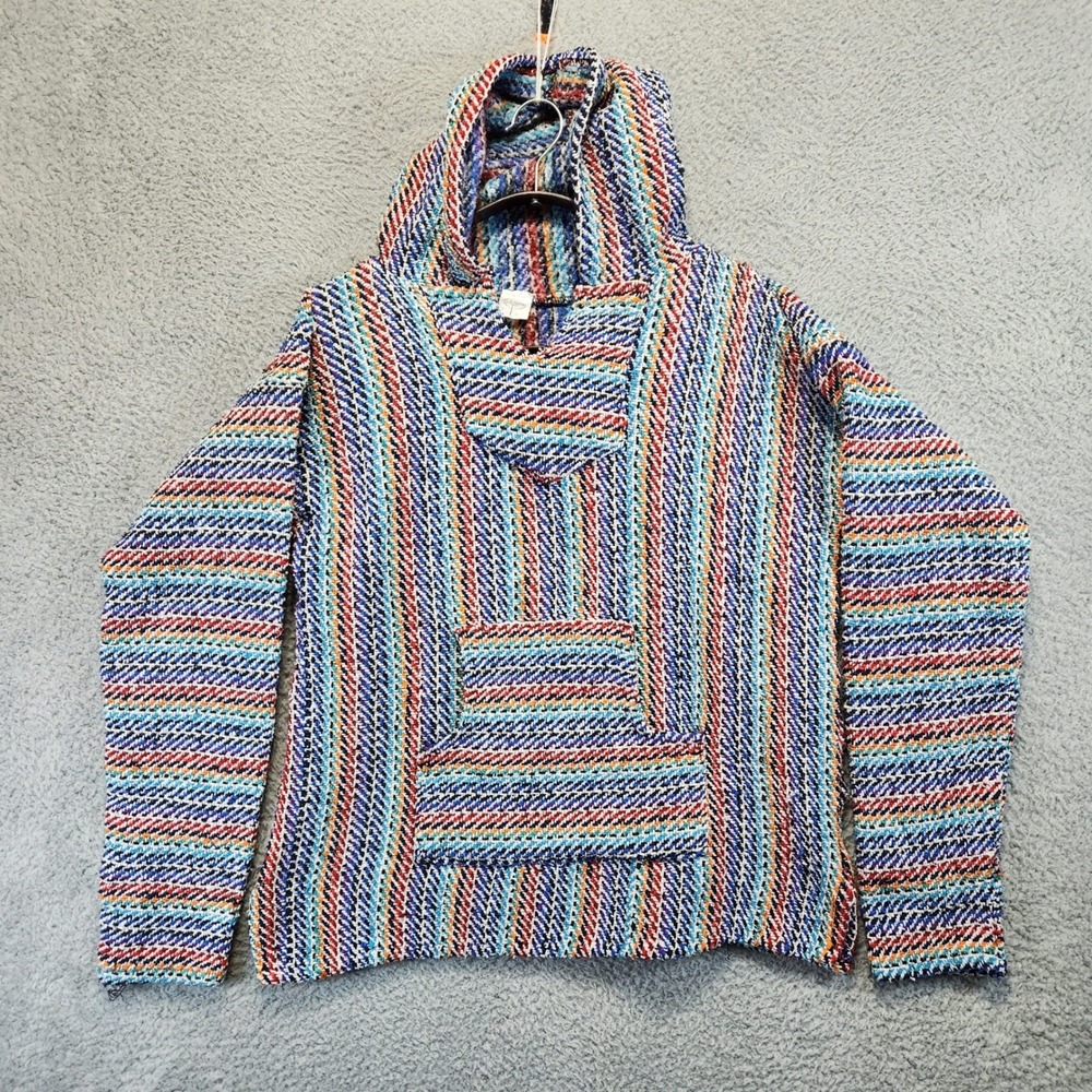 El Paso Saddleblanket‎ Co Hoodie Pullover Rainbow Striped Adult Small Boho Retro